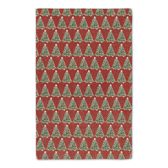 Oh Christmas Tree on Red Background Tea Towel Set